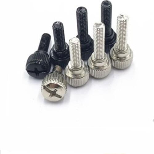 10pcs M3 M4 M5 M6 Steel with black zinc or nickel plated Knurling step Thumb Screw Hand Tighten Computer case Screws