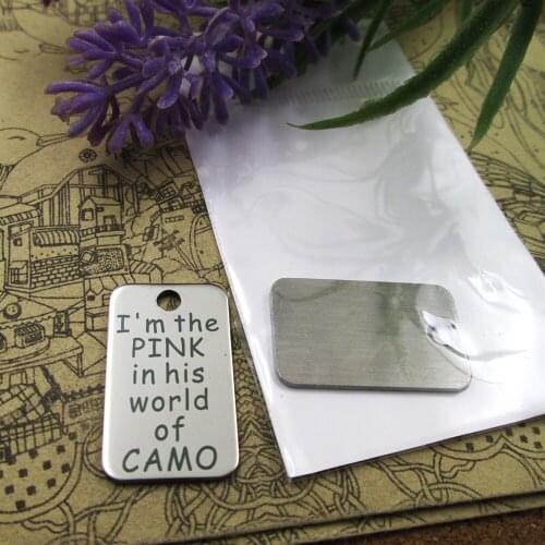 20pcs--"I'm the in his world of CAMO"stainless steel charms 5 styles for choosing DIY Charms for necklace bracelets