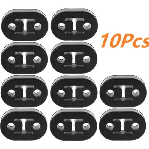 10PCS Universal Black 2 Holes Diameter 11mm Car Rubber Exhaust Tail Pipe Mount Brackets Hanger Insulator