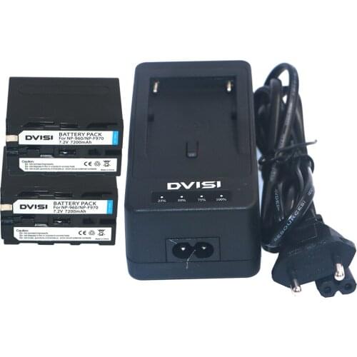 DVISI 2Pcs 7.2V 7200mAh NP-F970 NP-F960 Camera Battery with Fast Charger for Sony HVR-HD1000 V1J CCD-TRV26E DCR-TR8000 PLM-A55