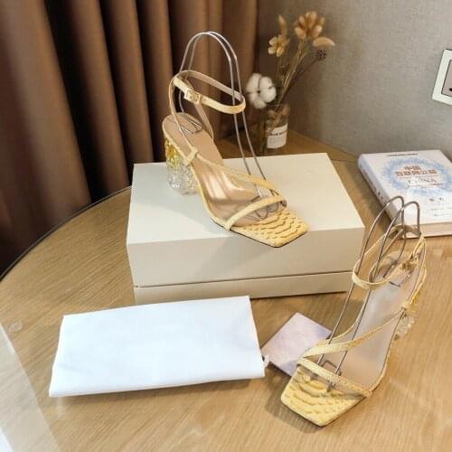 2021 Newest Summer Shoes Woman Elegant Genuine Leather Ankle-Strap Woman Sandals Open-Toes Super High Heels Sandals Botas Mujer