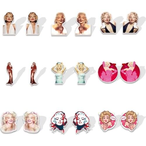 2021 Vintage Acrylic Printing pattern Marilyn Monroe Resin Epoxy Stud Earrings for Kid Charm Gift charms Earrings