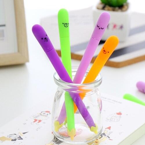 4 pc/set Cute Eggplant Gel Pen for Writing Signature 0.38mm Black Pen Stationey School Promotions Office Supplies