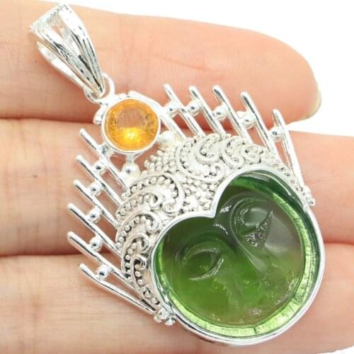 52x25mm Special 12.7g Moon Goddess Face Purple Amethyst Womans Silver Pendant