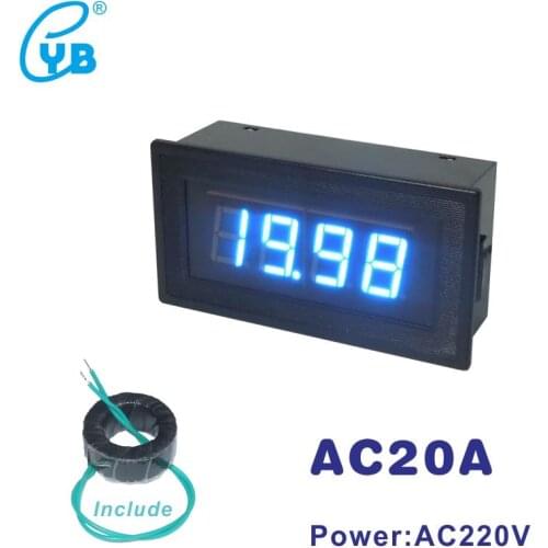 AC20A Current Meter with CT Supply Voltage AC 100-240V 220V LED Digital Ammeter AC Ampere Panel Tester Current Monitor Amp Gauge