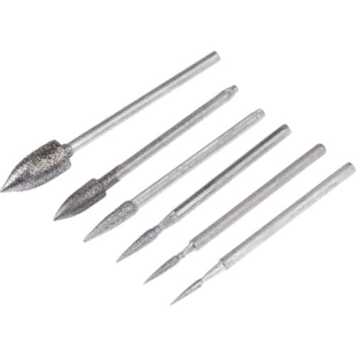 1-6MM Diamond Grinding Head 2.35/3mm Shank Grinding Needle Bits Burrs Metal Stone Conical Head Carving Tool