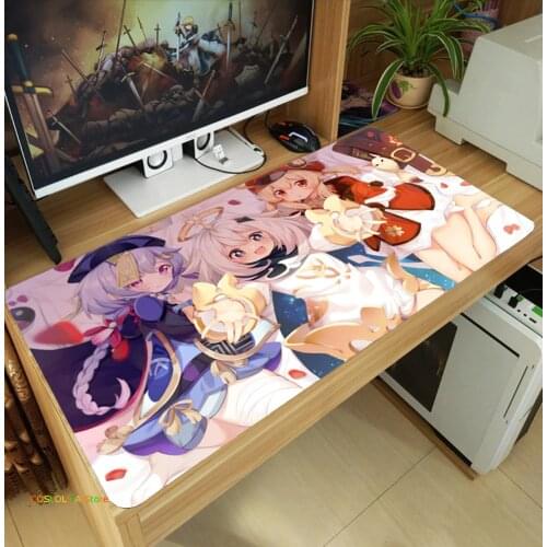 Anime Genshin Impact Paimon Theme Amber Jean Venti Bennet Large Mouse Pad Keyboard Desk pad Gamer Gaming Mat Otaku Gifts Cosplay