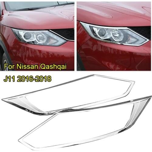 Car Accessories For Nissan Qashqai J11 2016-2018 Exterior ABS Chrome Headlight Cover Decoration Front Head Lamp Light Cover Trim