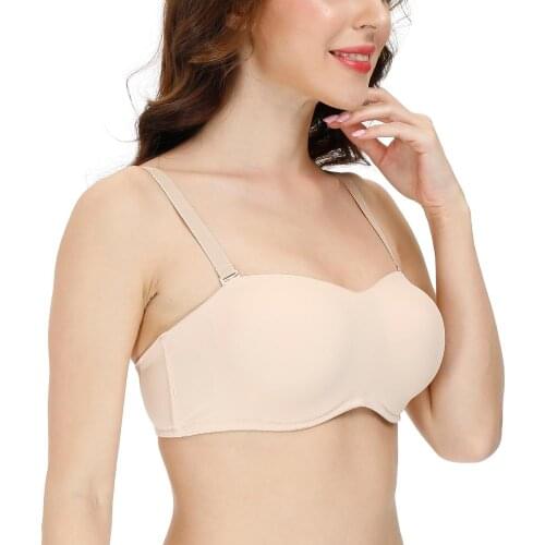 Vgplay Strapless Bra Transparent Invisible Strap Brassiere Multiway Minimizer Bra for Women Plus Size Non-slip Lingerie Full Cup