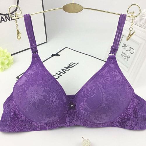 Embroidered Bra for Women Padded 3/4 Cup Bra Female Brassiere Small Breast Adjusted-straps Ladies Bra Top A B Cup 32 34 36 38 40