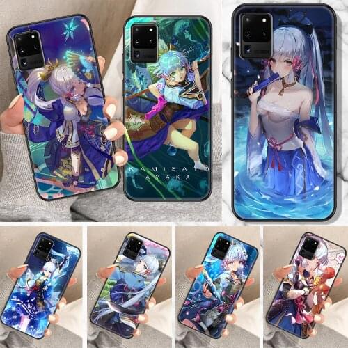 Genshin Impact Kamisato Ayaka Phone case For Samsung Galaxy Note 4 8 9 10 20 S8 S9 S10 S10E S20 Plus UITRA Ultra black art prime
