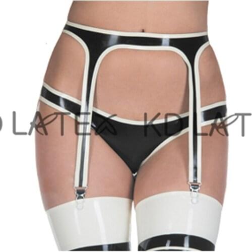 Black And White Sexy Latex Garters Rubber Skirt With Clips Bottoms SEX-0053