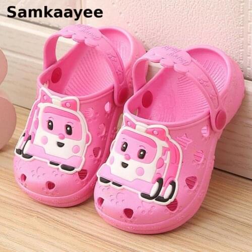 2-18y Kids Mules Clogs Summer Boys Girls Cartoon Car Sandals Toddler Slippers Flats Non-Slip Cute Children Beach Garden Shoes 15