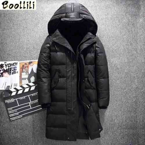 Boolili Hooded Long Winter Duck Down Parkas Men Casual Black Outwear Down Jackets Male Thick Down Coat Fashion Puffer Jacket