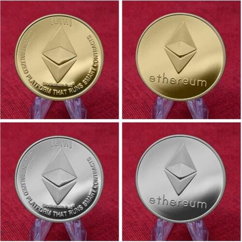 Ethereum Coin Gold Silver Plated Replica Art Collection Gift Physical Metal Antique Imitation Non-currency Coins Collectibles