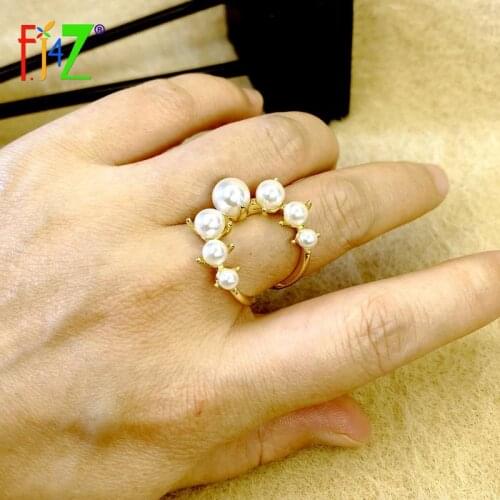 F.J4Z Hot Sale Rings for Women Fashion Simulated Pearl Beads Top Finger Ring Lady Special Gifts for Christmas 2021
