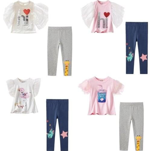 Baby Girls Cartoon Clothing Sets Summer Fashion Kids Birthday Clothes Children Casual Clothes Sets Baby Bodysuits for 3 to 8 Yrs