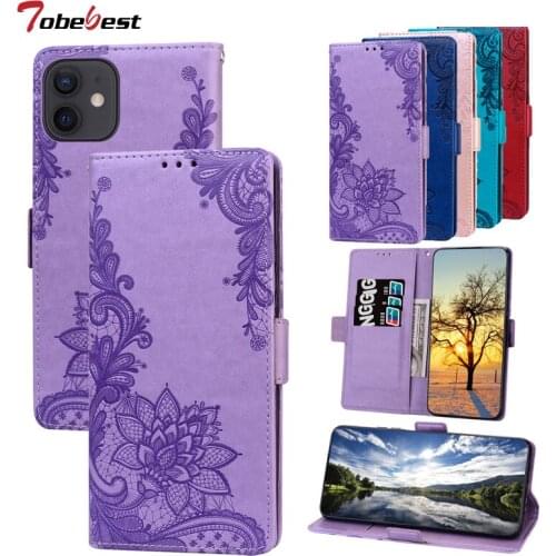 Lace Flower Leather Wallet Case For iphone 12 11 Pro XS Max XR X 8 7 6 6S Plus SE 2020 Coque Phone Bag Cover With Card Holder