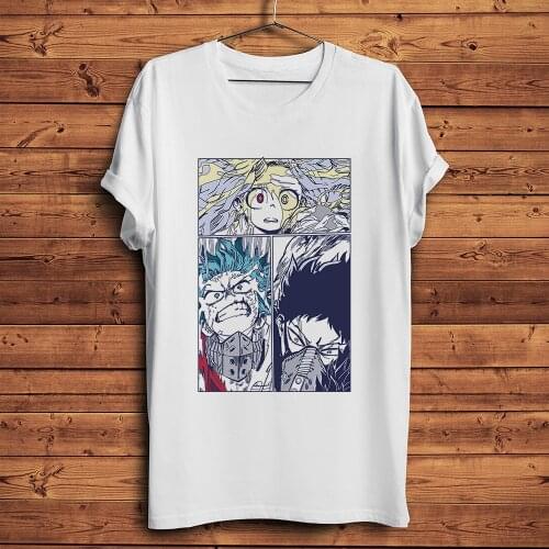MHA Funny Anime t shirt Men Homme New White Short Sleeve Casual Tshirt Unisex My Hero Academia Manga Streetwear Tee