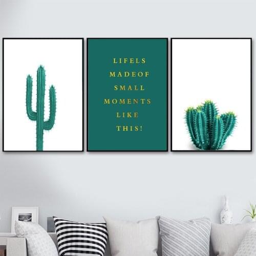 Nordic Minimalist Cactus Canvas Painting Green Plant Posters and Prints Wall Art Wall Pictures Dining Room Kitchen Boho Decor