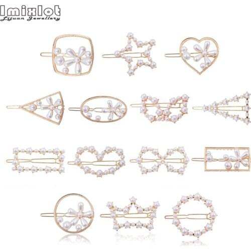 Fashion Simulated Pearl Hair Clip Metal Hairclip Elegant Barrette Bobby Hair Pins Wedding Hair Clips Barrettes for Women Girls