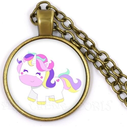 25mm Fashion Handmade Time Glass Gem Pendant Necklace Fairy Unicorn Gift Convex Magic High Quality Necklace Jewelry