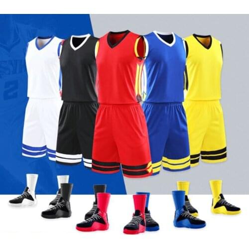 Youth College Team Basketball Jerseys Shorts With Pocket Quick Dry Throwback Sets Men Cheap Basketball Uniforms customized
