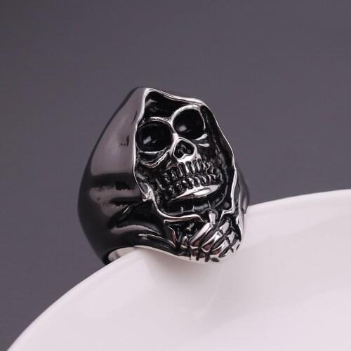 Punk Skull Vintage Ring For Men Steampunk Retro Hollow Cool Mens Boys Steel Biker Rings Zinc Alloy men rings Gothic Male Jewelry