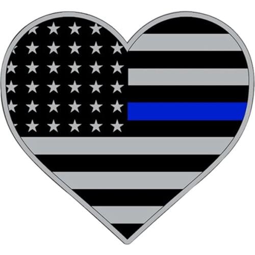 SZWL Creative Blue Line Sticker Decal Heart 2nd Amendment Gun Law Enforcement USA Flag Lives Matter Sheriff LOVE PVC,13cm*11cm