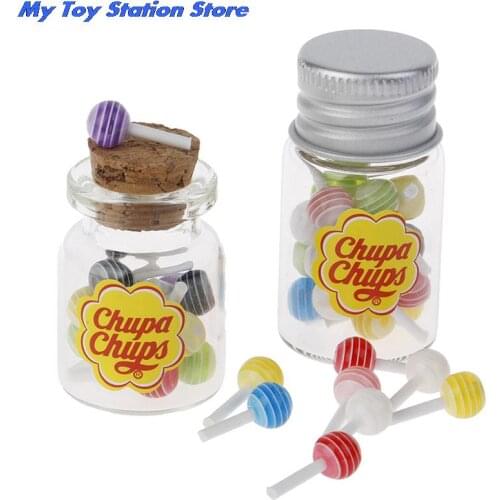 New 1/12 Miniature Food Dessert Sugar Mini Lollipops With Case Holder Candy For Doll House Kitchen Furniture Toys Accessories