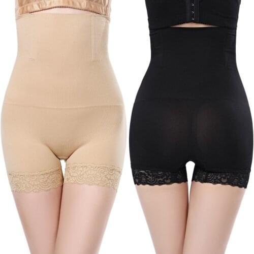 New XL Flat Angle Lace High Waist Body Shaping Body Hip Underwear Elastic Anti-going Beam Waist Safety Pants Correcting