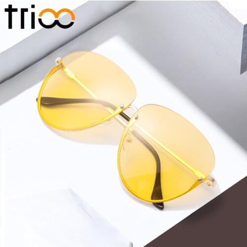 TRIOO Yellow Clear Sunglasses for women Half Cat Eye Stylish Female Shades UV400 Jelly Colorful Ladies Sun Glasses Summer Oculos