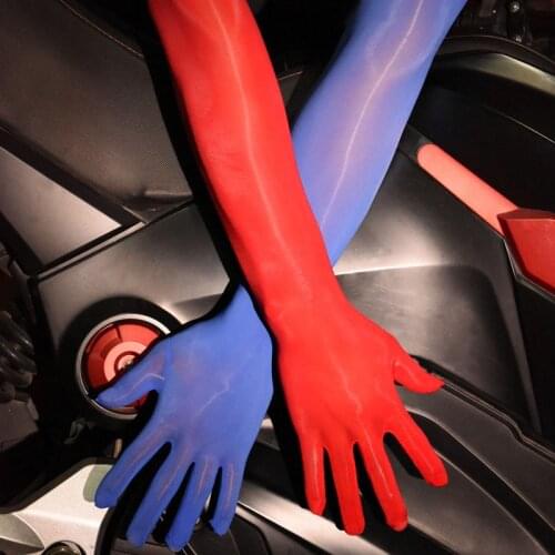 Plus Size High Elastic Men Skinny Seamless Glossy Thin Sheer Silky Long Gloves Sunscreen Sissy Crossdresser Fetish Wear