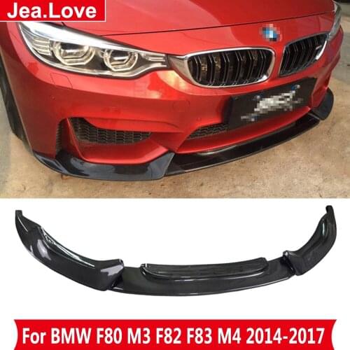 V Style Real Carbon Fiber Front Bumper Lip Car Body Modification Kit Part Protector For BMW F80 M3 F82 F83 M4 2014-2017