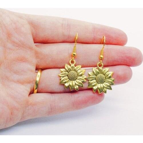 Handmade Gold / Silver Colour Sunflower Earrings