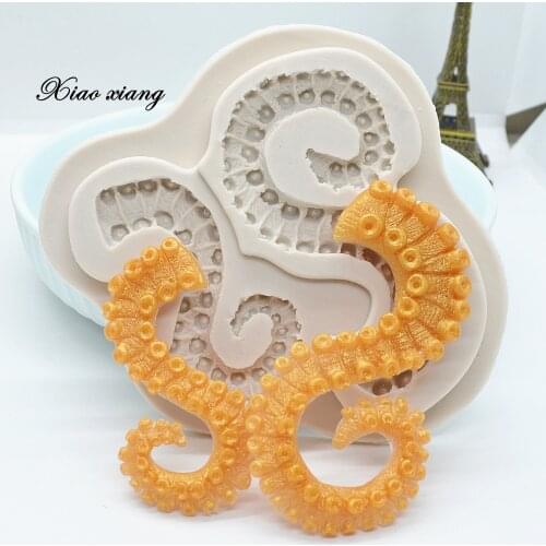Octopus Tentacles Silicone Molds Fondant Chocolate Gumpaste Cake Mould Handmade Soap Molds Cake Decorating Tools Bakeware M1947