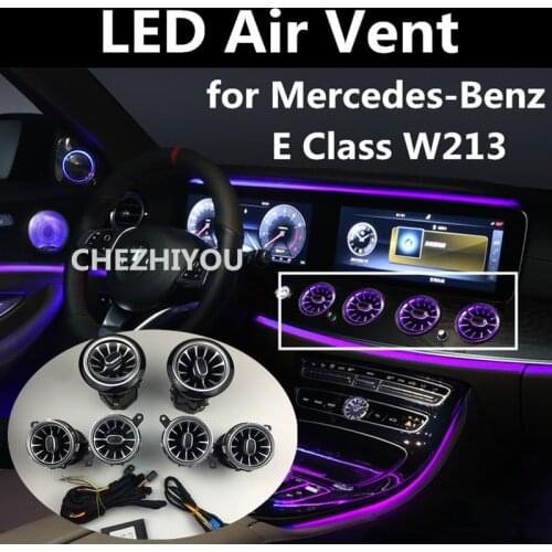 LED Air Outlet For Mercedes Benz E Class W213 2015-2019 Interior Front Console Air Condition AC Vent Outlet Turbo Style Replace
