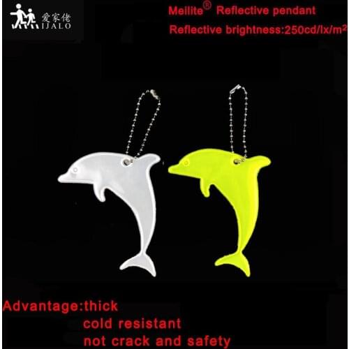 MEILITE 250 candle lights Reflective bag pendant dolphin key ings reflective film For traffic safety Warning