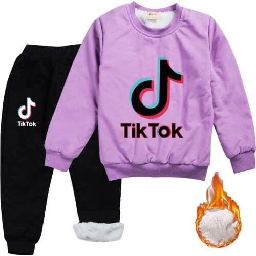 TIK TOK Warm children winter cotton-padded coat boys and girls plush jacket trousers suit