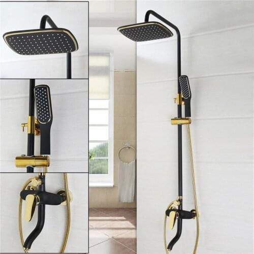 Bathroom Luxury Oil Rubbed Bronze with some golden polished Shower Faucet Set ABS shower head wall mounted shower set 51017-5