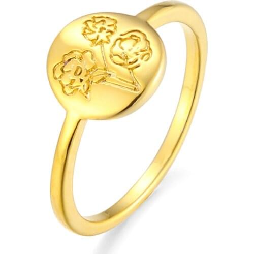 Vintage Gold Flower Engraving Ring For Men Women Creative Dance Party Anniversary Jewelry Anillos Gift Finger Ring