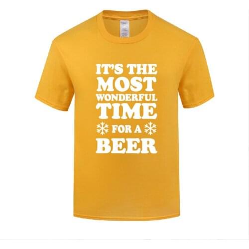 Funny Its The Most Wonderful Time for A Beer Cotton T Shirt Fashion Men Crew Neck Summer Short Sleeve Tshirts Awesome T Shirt