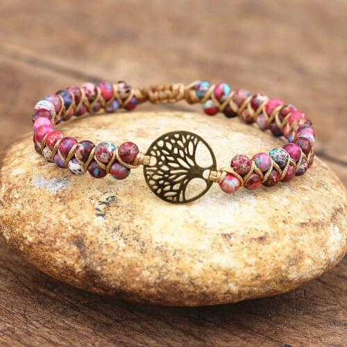 Women Men Tree of Life Braided Charm Bracelet Handmade Stainless Steel Natural Stone Beaded Boho Yoga Wrap Friendship Bracelet