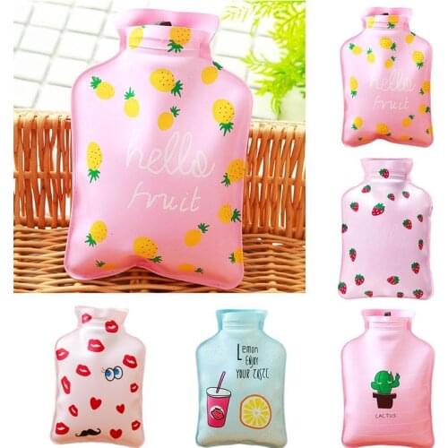 1pc Hand Warmer Hot Water Injection Storage Bag Tools Cute Mini Hot Water Bottle Portable Cartoon Fruit Water Injection Bottle