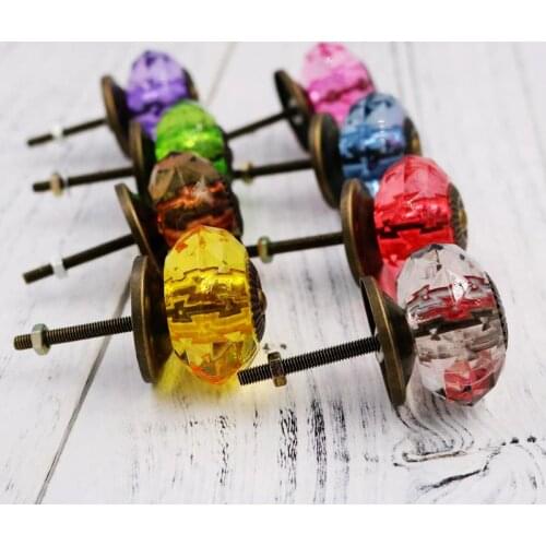 1x Colorful 38mm Furniture Knob Cabinet Knob Cupboard Closet Drawer Dresser Knob Handle Acrylic Crystal Pull