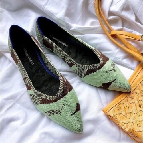 2020 Autumn Women Slip on Flat Loafers Ballet Breathable Knit Mocasines De Mujer Gestante Bailarinas De Mujer Loafers