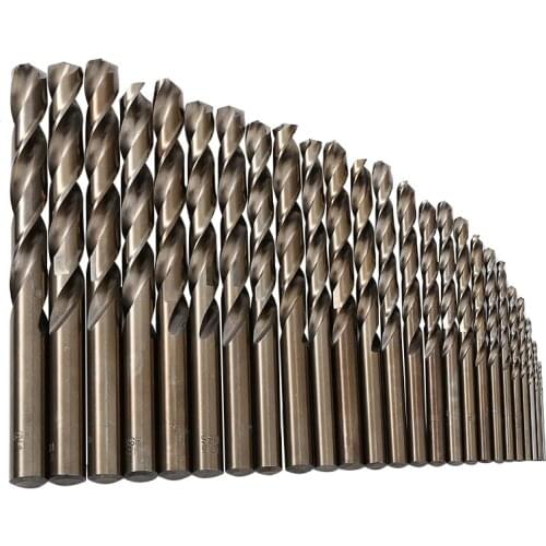 25pcs M35 Drill Bits Twist Drill Bit Straight Shank Bit 1.0-13MM Round Shank Set Power Tools Accessories For Metal Drilling