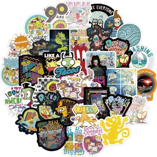 50pcs Cartoon Anime Nickel Children Stickers Pack Laptop Skateboard Graffiti Stickers Journal Kids Decals Phone Car