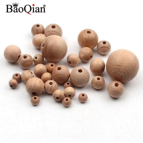 8-30mm Lead-free Beech Wood Round Balls Natural Wooden Beads For Jewelry Making Diy Children Teething Spacer Wood Crafts