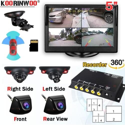 Koorinwoo Switch 360 Car Recording Camera DVR Split Box 4 Wide Angle Left Right Side view Front Rear camera DVR For Car Radio